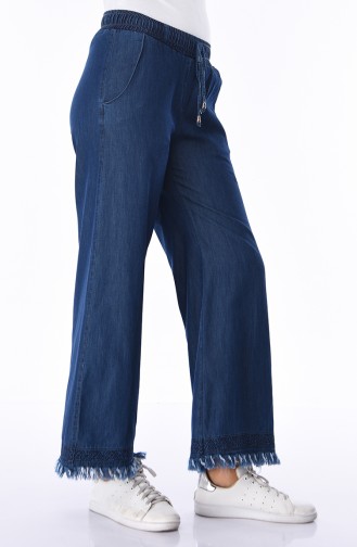 Pantalon Jean a Franges 8071-02 Bleu Marine 8071-02