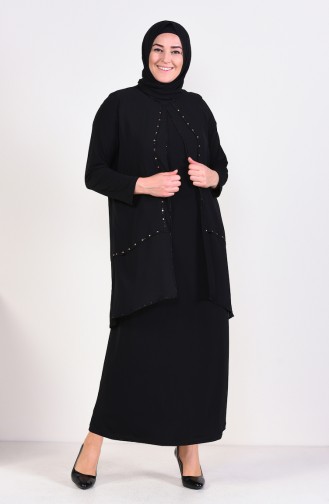 Black Hijab Evening Dress 1013-02