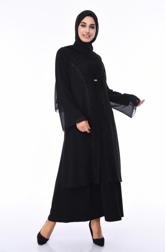 Schwarz Hijab-Abendkleider 2828-01