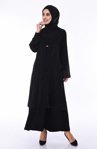 Schwarz Hijab-Abendkleider 2828-01