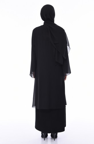 Black Hijab Evening Dress 2828-01