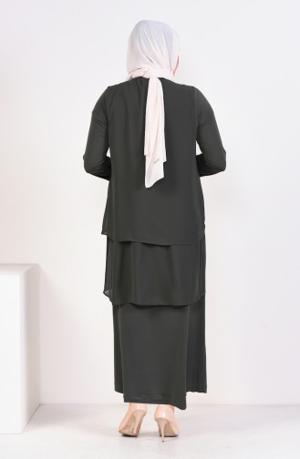 Khaki Hijab Evening Dress 1013-03
