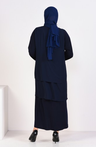 Dunkelblau Hijab-Abendkleider 1013-05