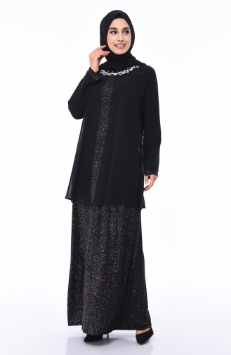 Black Hijab Evening Dress 1011-01