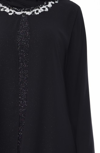 Robe de Soirée a Paillettes Grande Taille 1011-01 Noir 1011-01