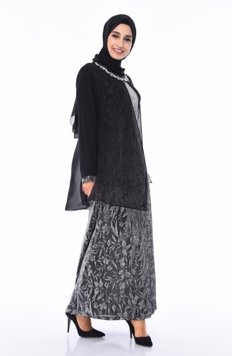 Schwarz Hijab-Abendkleider 1011B-01