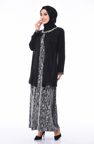 Schwarz Hijab-Abendkleider 1011B-01