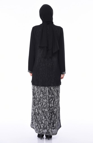 Black Hijab Evening Dress 1011B-01