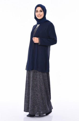 Dunkelblau Hijab-Abendkleider 1052A-01