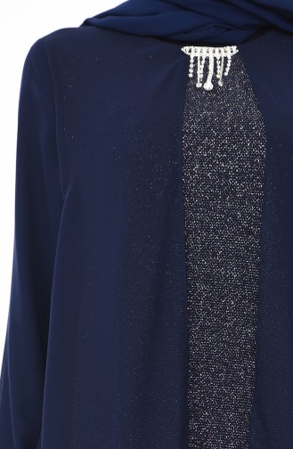 Navy Blue Hijab Evening Dress 1052A-01