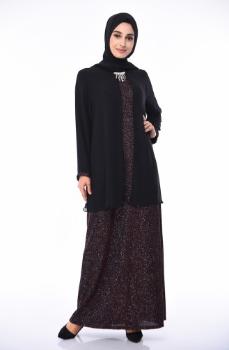 Robe de Soirée a Paillettes Grande Taille 1052A-02 Noir 1052A-02