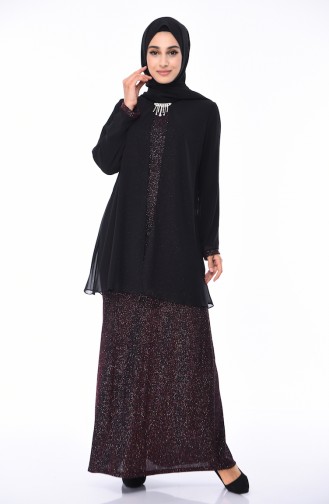 Schwarz Hijab-Abendkleider 1052A-02