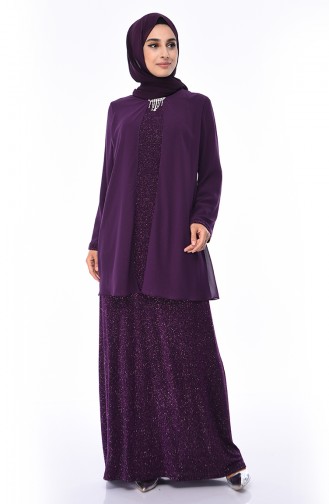 Purple Hijab Evening Dress 1052A-03