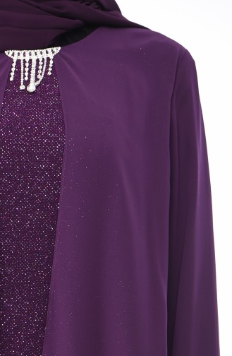 Robe de Soirée a Paillettes Grande Taille 1052A-03 Pourpre 1052A-03