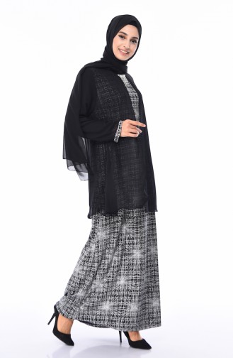 Schwarz Hijab-Abendkleider 1052B-01