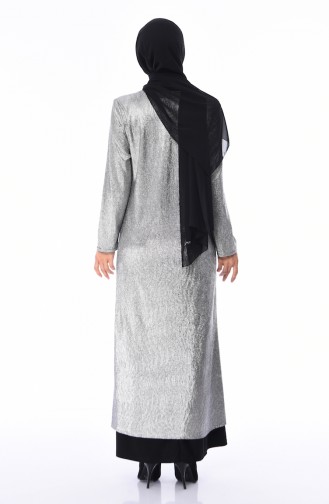 Robe de Soirée Grande Taille 1060-06 Argent Noir 1060-06