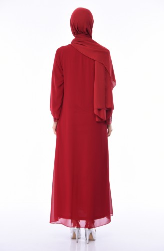 Claret Red Hijab Evening Dress 2829-01