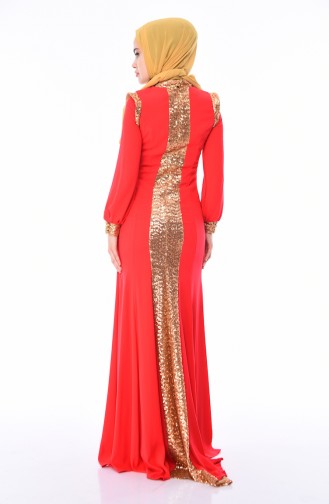 Vermilion Hijab Evening Dress 4186-01