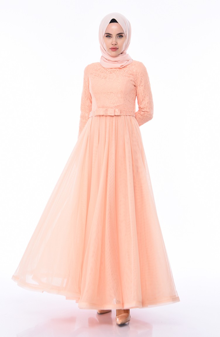 robe dentelle saumon