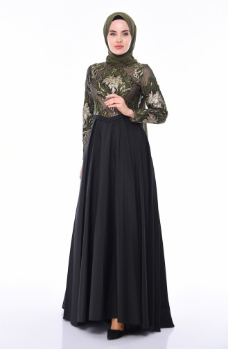 Khaki Hijab-Abendkleider 4425-02