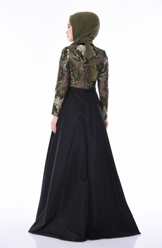 Robe de Soirée Jacquard 4425-02 Khaki Noir 4425-02