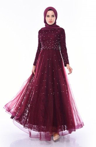 Abendkleid mit Perlen 4520-02 Zwetschge 4520-02