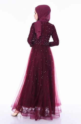 Plum Hijab Evening Dress 4520-02