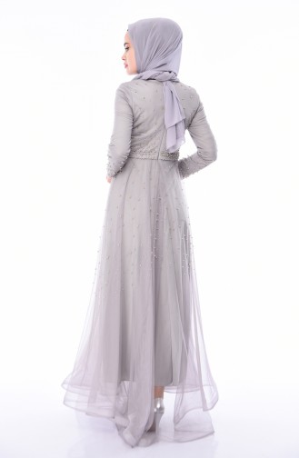 Abendkleid mit Perlen  4568-01 Grau 4568-01