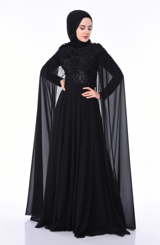 Black Hijab Evening Dress 4574-01