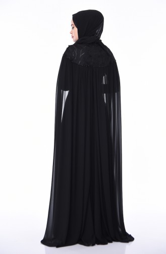 Robe de Soirée Brodée de Perles 4574-01 Noir 4574-01