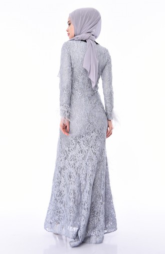 Grau Hijab-Abendkleider 4702-02