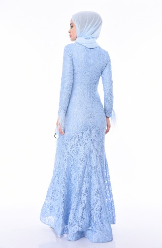 Baby Blue Hijab Evening Dress 4702-03