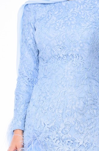 Baby Blue Hijab Evening Dress 4702-03