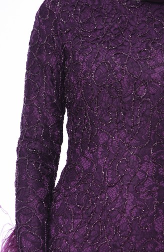 Purple Hijab Evening Dress 4702-04