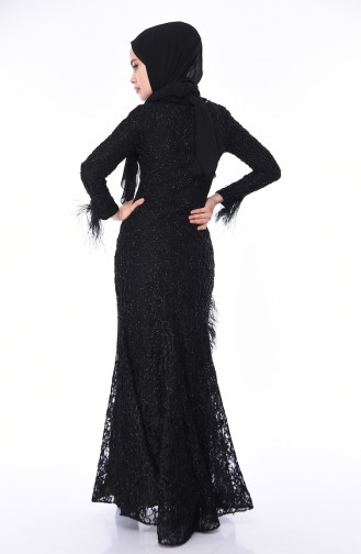 Robe de Soirée à Plumes 4702-05 Noir 4702-05