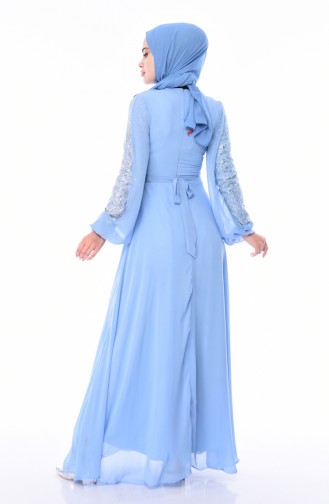 Robe de Soirée a Paillettes 12004-02 Bleu Glacé 12004-02