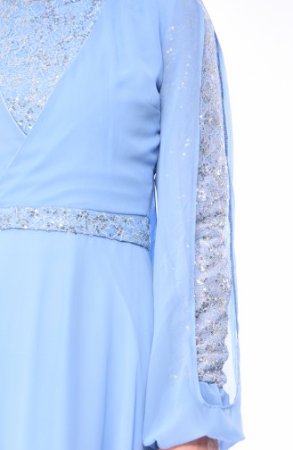Robe de Soirée a Paillettes 12004-02 Bleu Glacé 12004-02