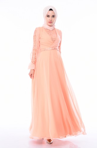 Salmon Hijab Dress 12004-03