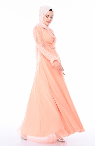 Salmon Hijab Dress 12004-03