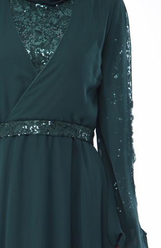 Robe de Soirée à Paillettes 12004-04 Vert emeraude 12004-04