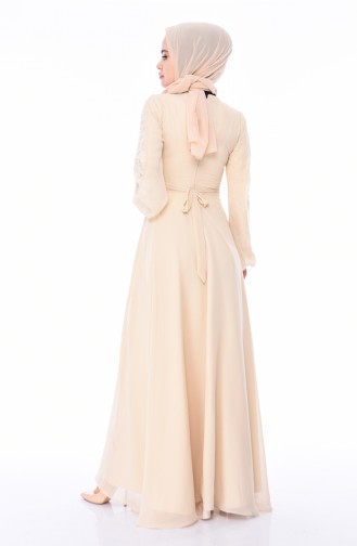 Beige Hijab Kleider 12004-08