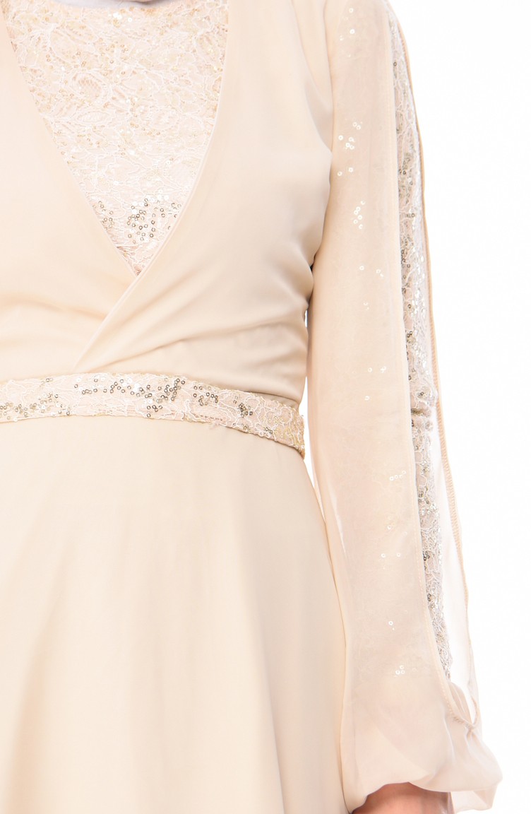 Beige Hijab Dress 12004-08 | Sefamerve