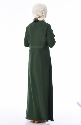 Nakışlı Şile Bezi Elbise 5010-01 Haki