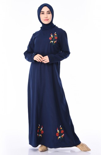 Navy Blue Hijab Dress 5010-02