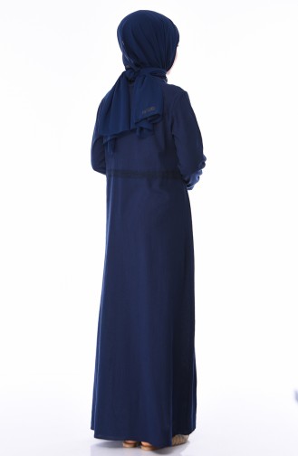 Nakışlı Şile Bezi Elbise 5010-02 Lacivert