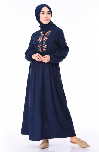 Navy Blue Hijab Dress 5020-01