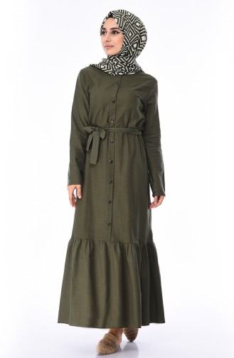 Khaki Hijab Dress 6009-02