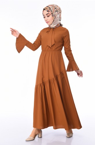 Tan Hijab Dress 1019-08