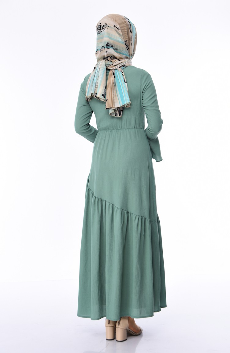 Green Almond Hijab Dress 1019-10 | Sefamerve
