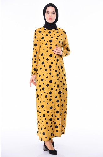 Mustard İslamitische Jurk 6382-04